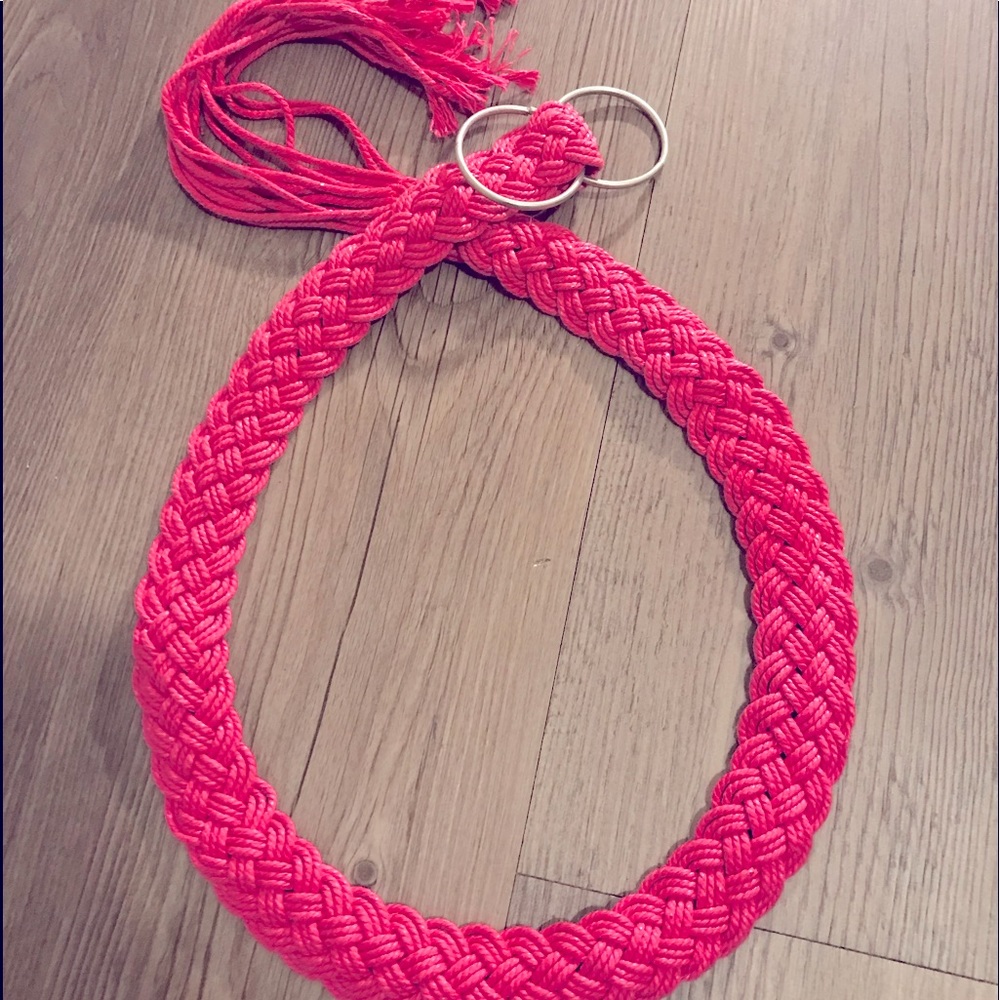 Pink braided belt